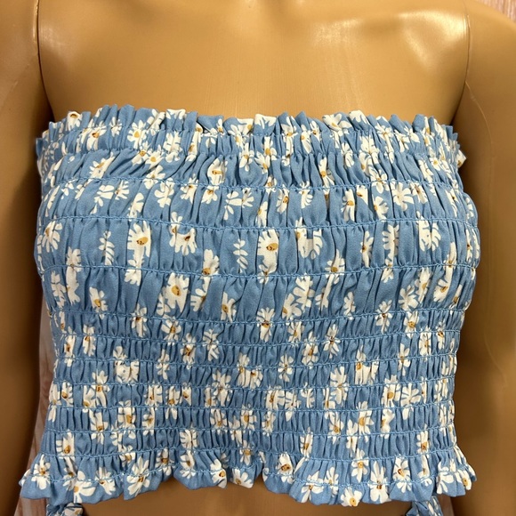 Pink Lily Dainty Daisies Blue Floral Smocked Two Piece Skirt Set - Picture 6 of 12